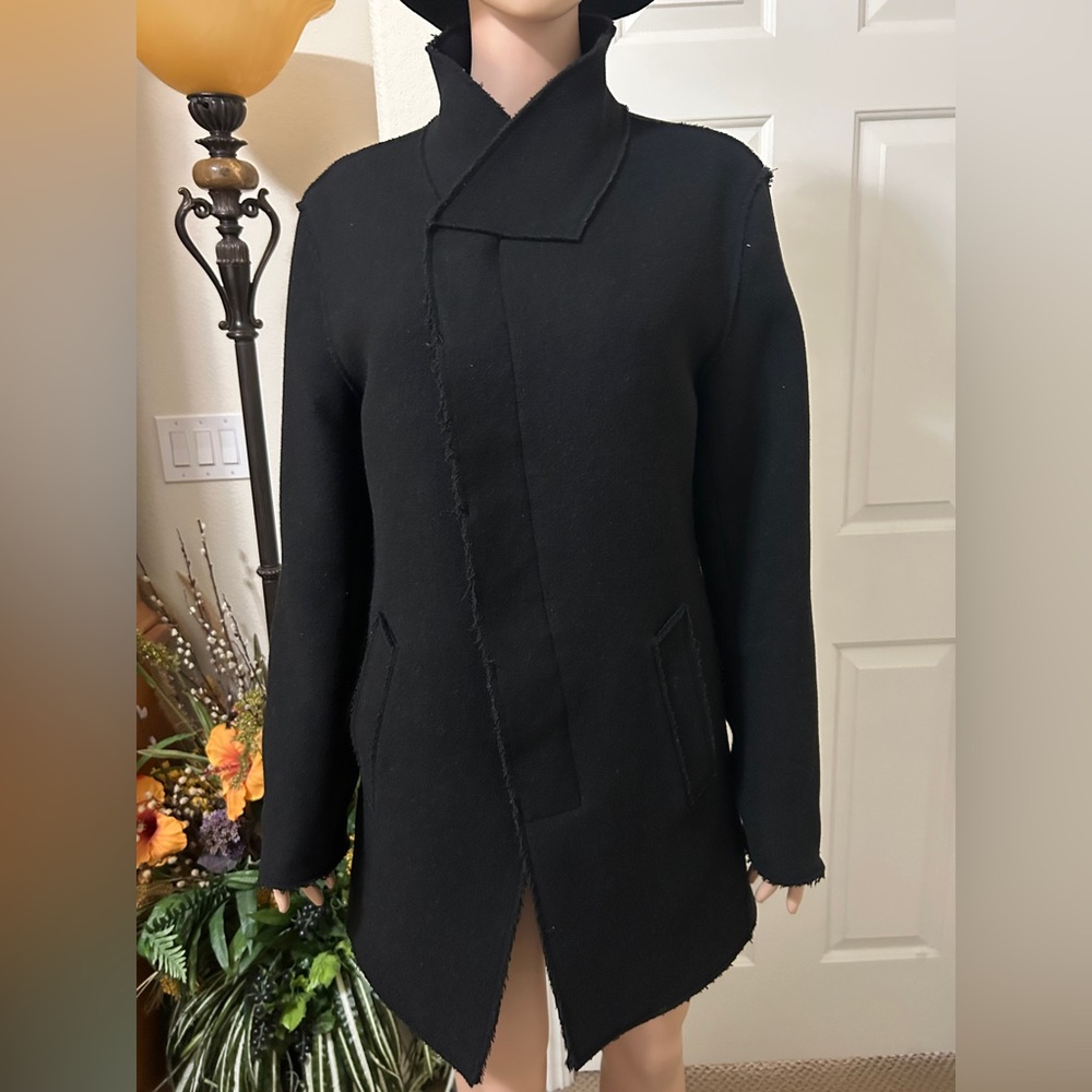 Jack & Jones Black Men's Wool Trench Coat. Size M.
